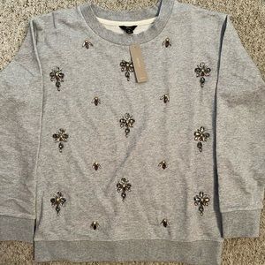 Jewelled Grey JCrew Sweatshirt